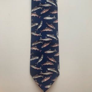 Exclusively made Bluefish patterned 100% silk tie